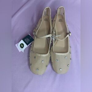 Wild Fable Beige Studded Mary Jane Flats sz11 NWT